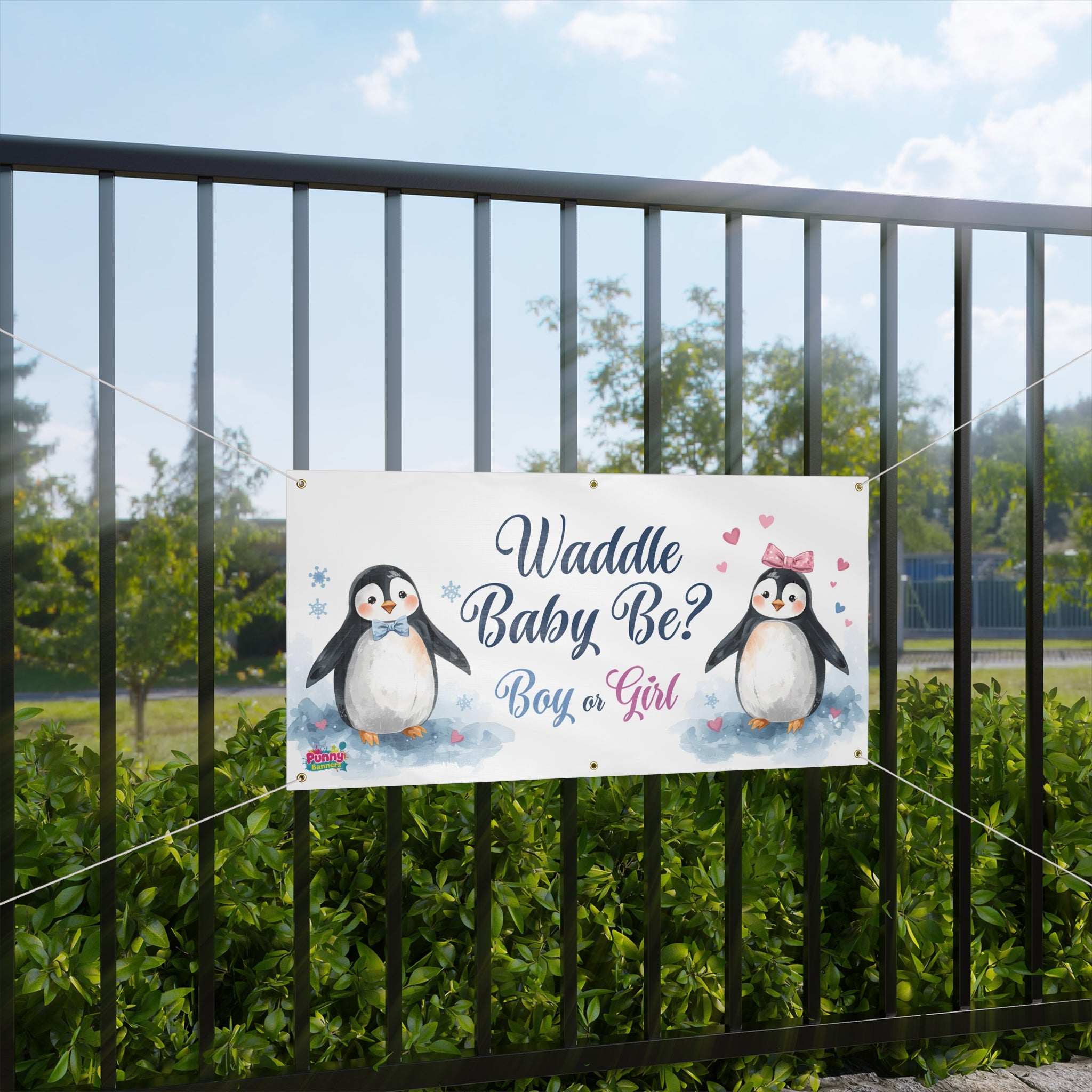 Waddle Baby Be Boy or Girl Gender Reveal Banner! 🐧🎉