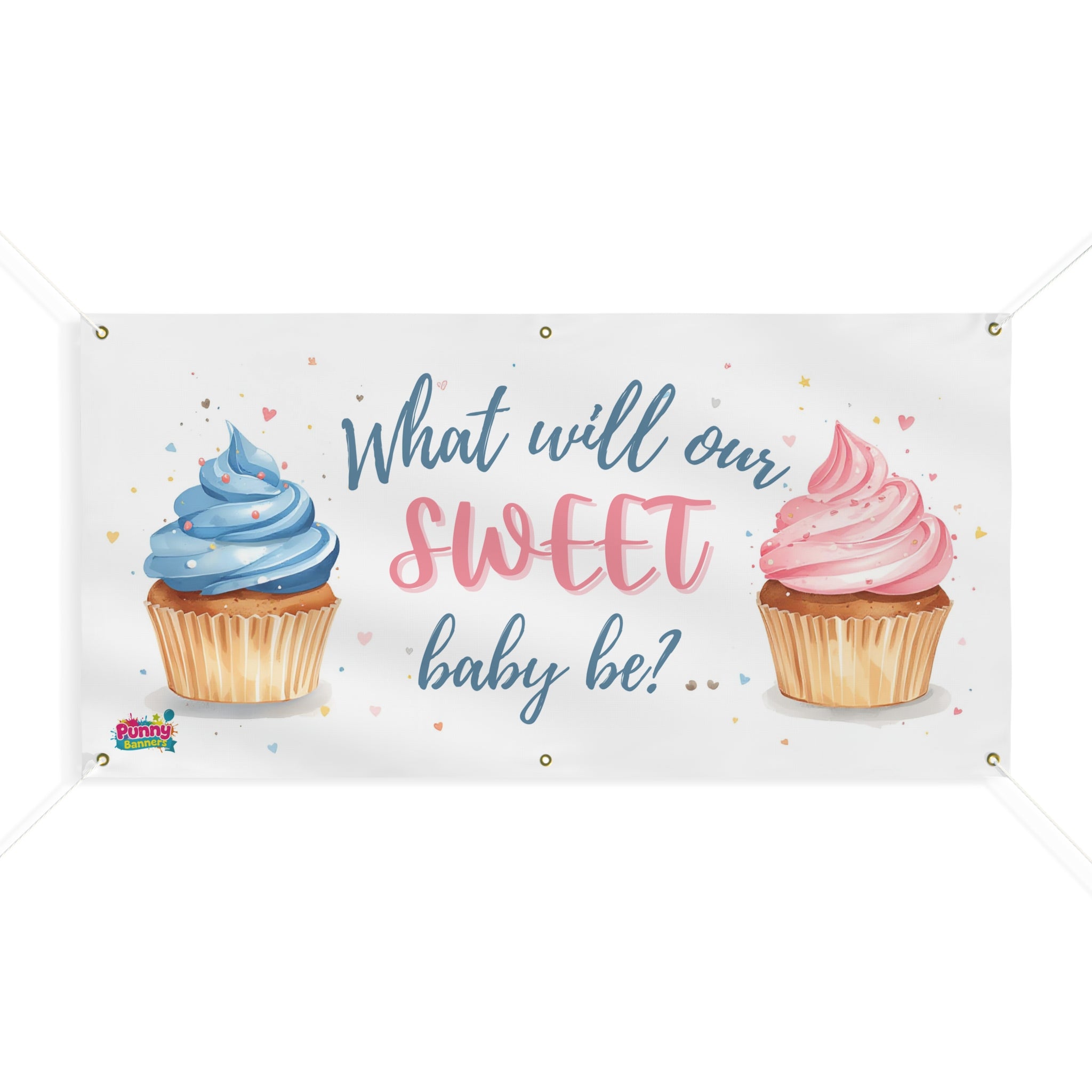 What Will Our Sweet Baby Be Gender Reveal Banner! 🧁🎉