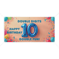 Double Digits Happy Birthday 10 Double Fun Personalized Banner! 🎈🎉