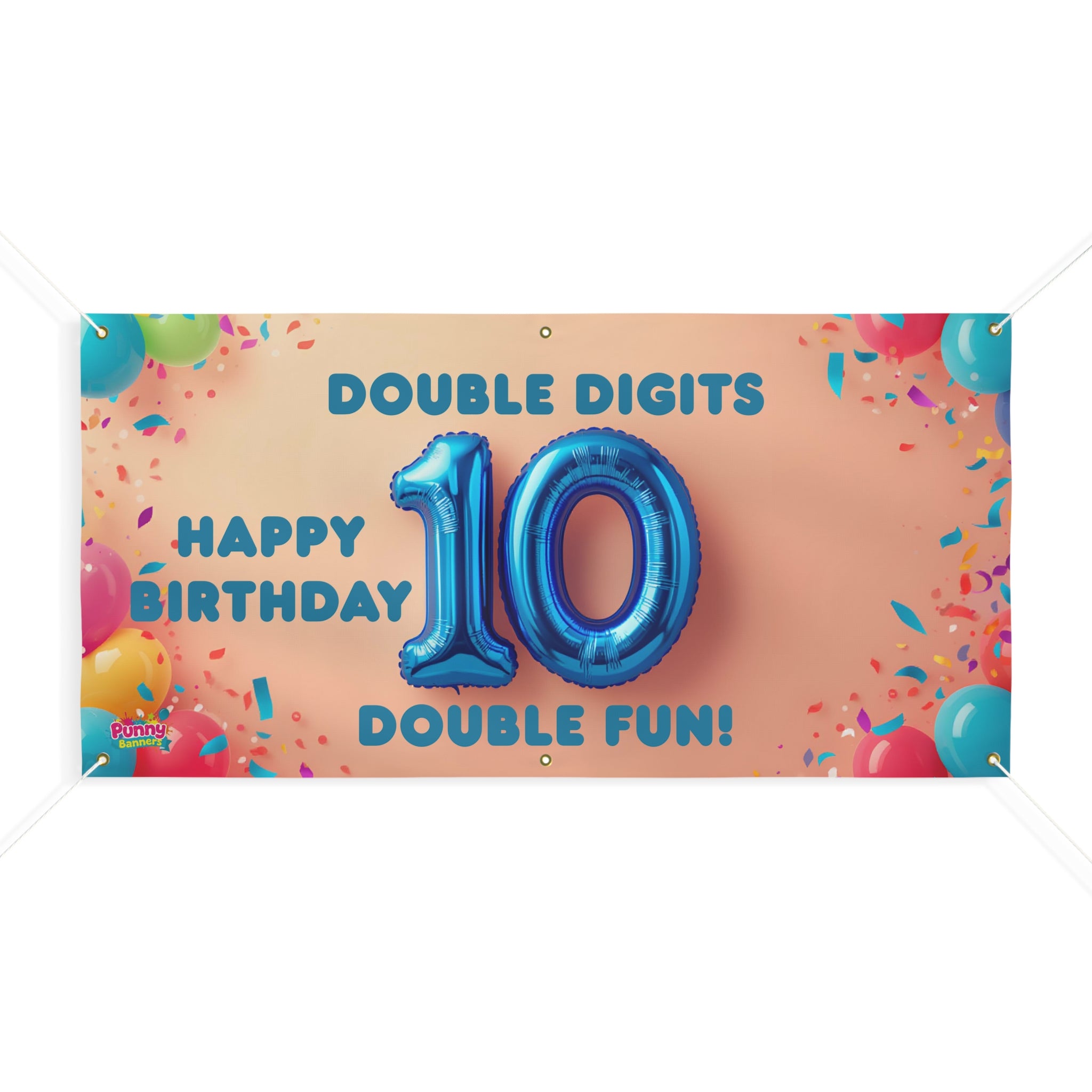 Double Digits Happy Birthday 10 Double Fun Personalized Banner! 🎈🎉