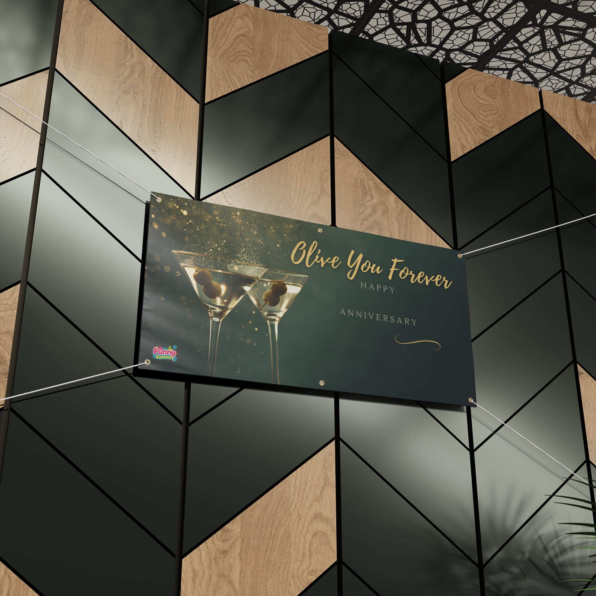 Olive You Forever Happy Anniversary Personalized Banner! 🍸🎉
