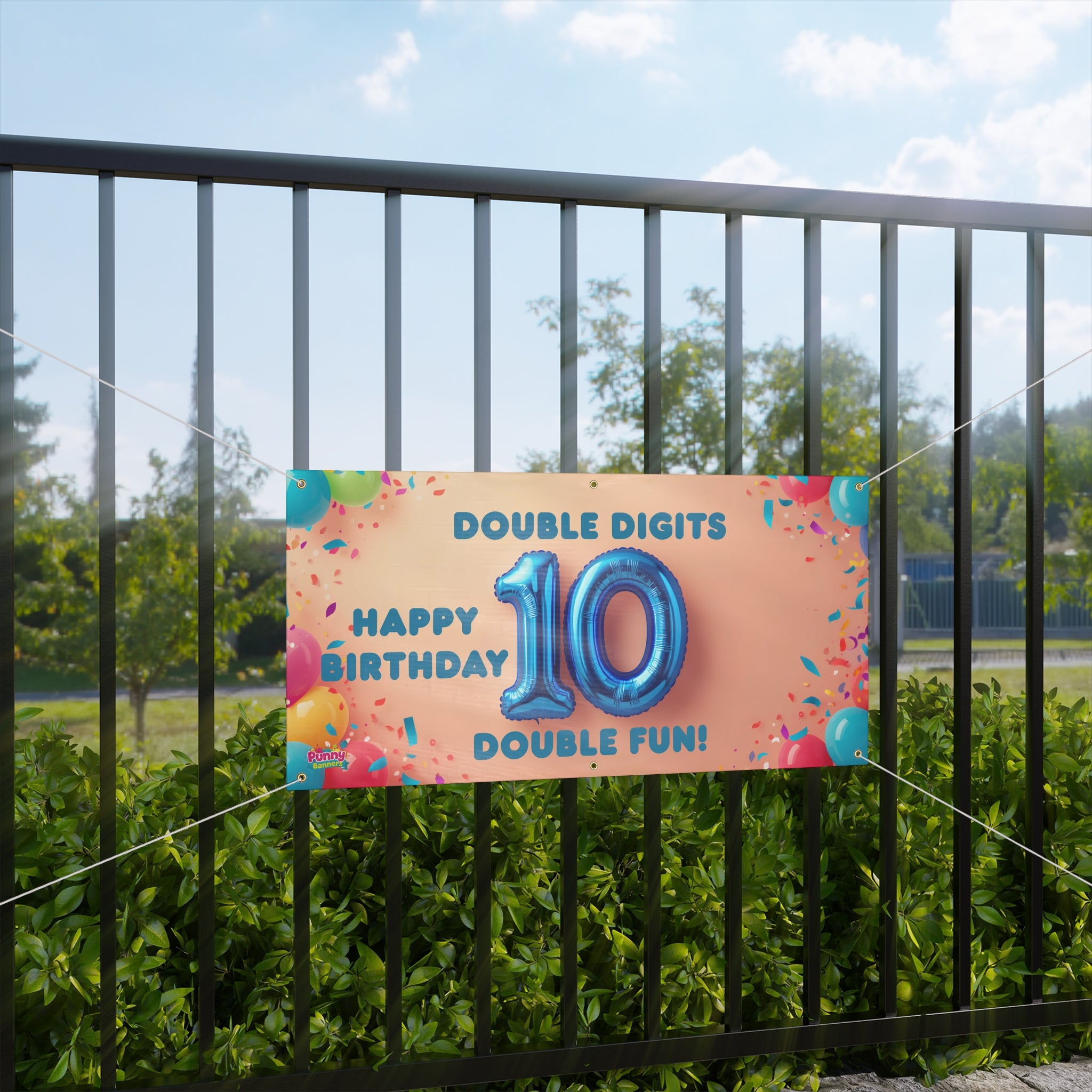 Double Digits Happy Birthday 10 Double Fun Personalized Banner! 🎈🎉