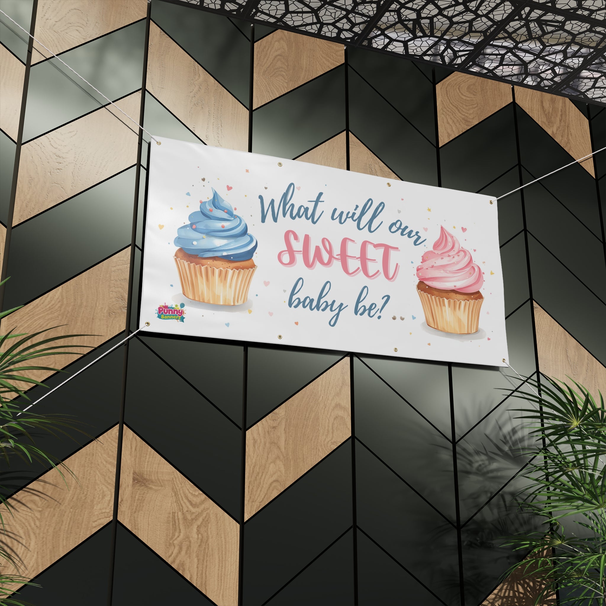 What Will Our Sweet Baby Be Gender Reveal Banner! 🧁🎉