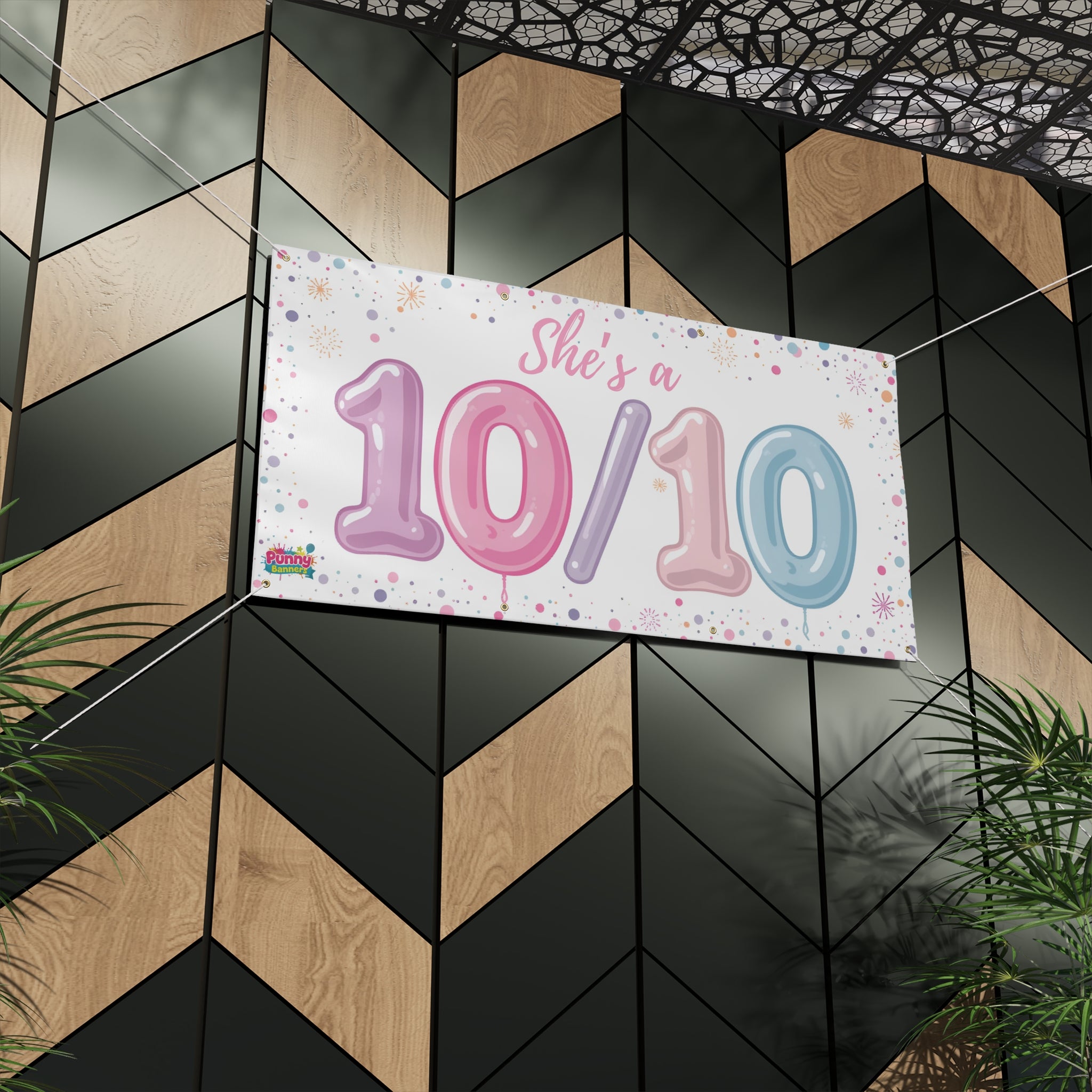She’s a 10/10 Banner – Pink & Blue Balloon Celebration Sign