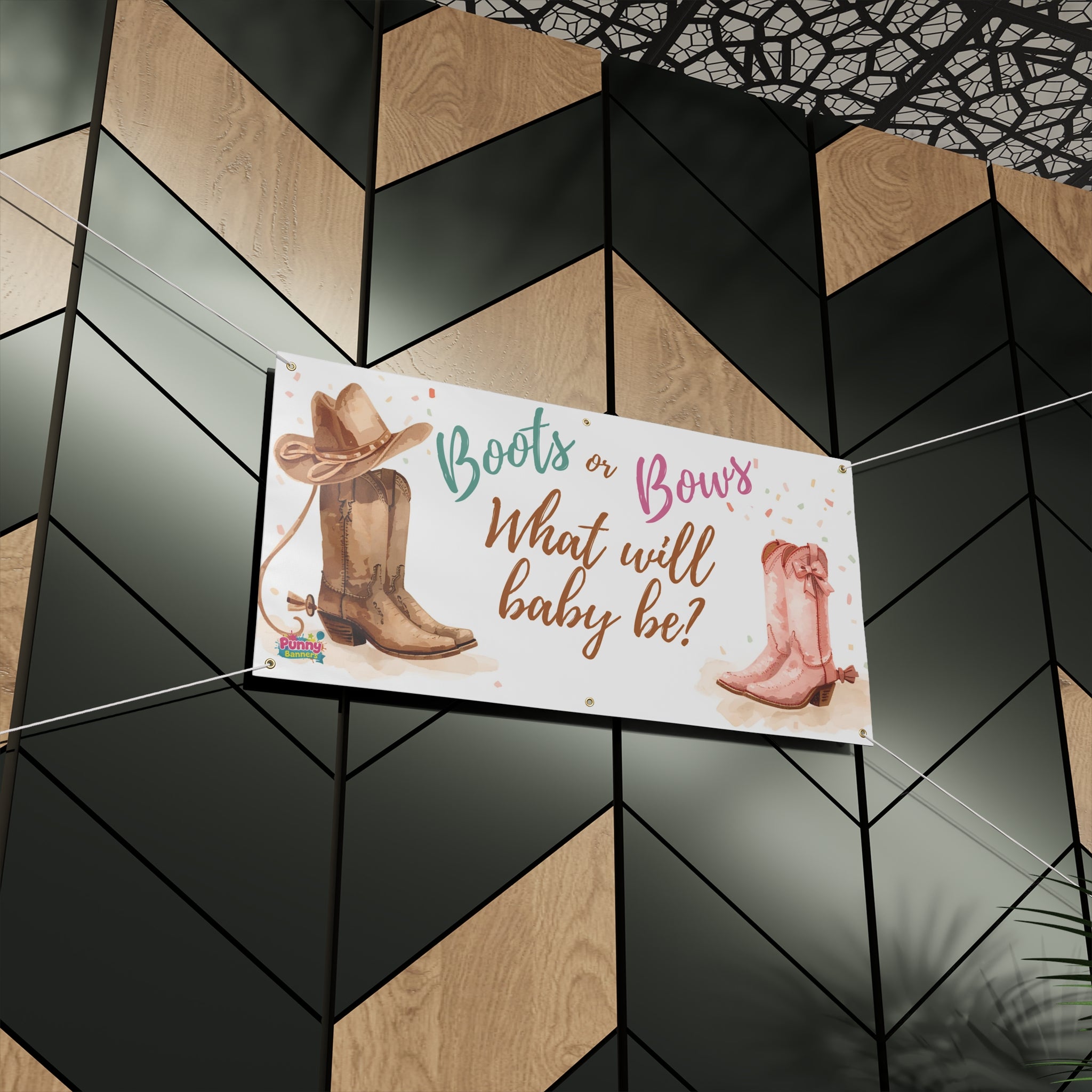 Boots or Bows What Will Baby Be Gender Reveal Banner! 👢🎀