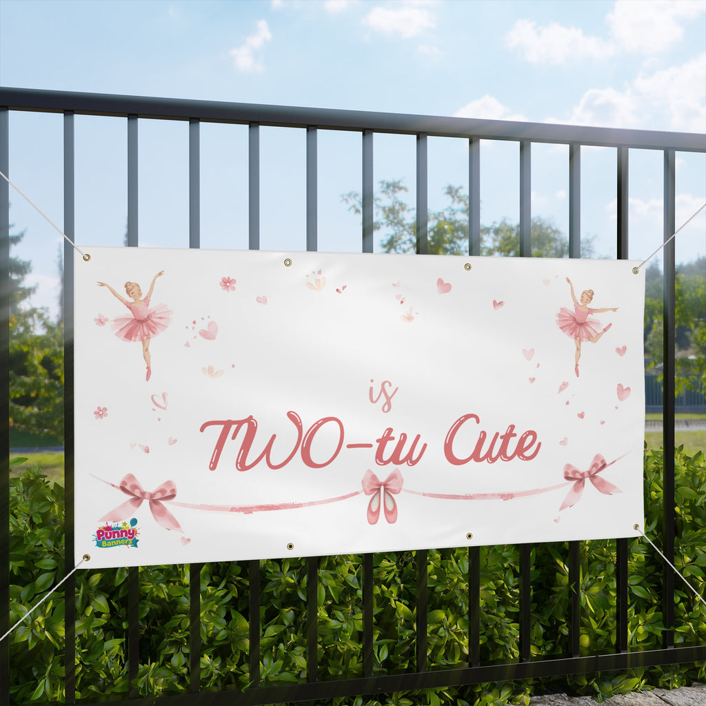 "Two-tu Cute" Pink Ballet 2nd Birthday Banner