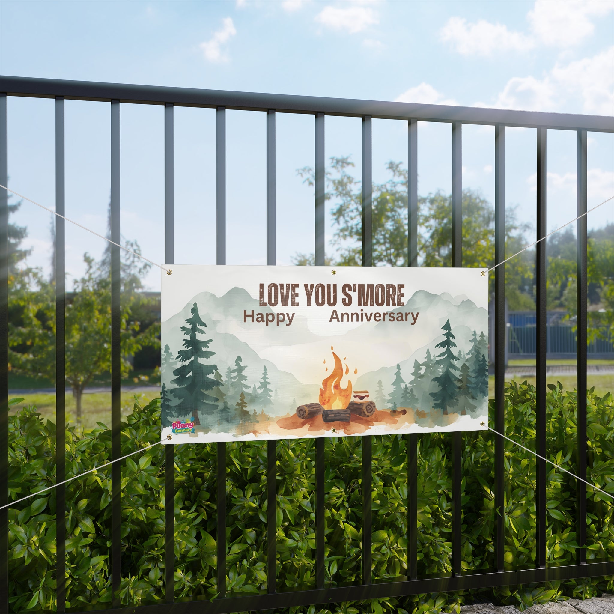 Love You SMore Happy Anniversary Personalized Banner! 🏕️🔥