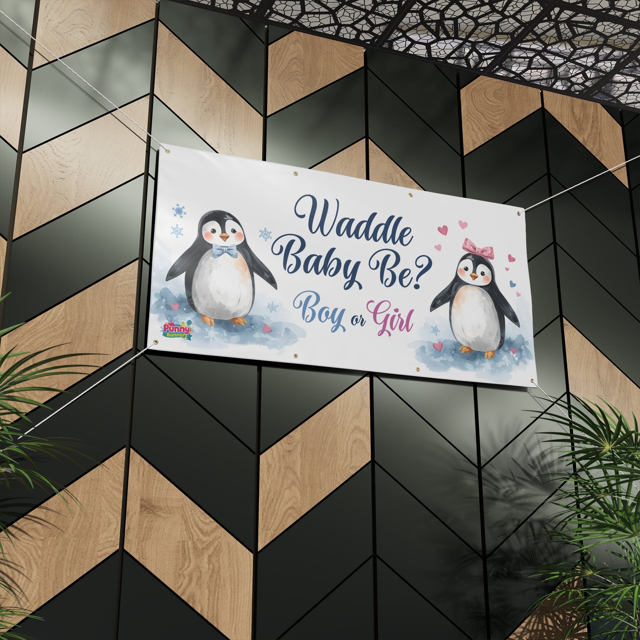 Waddle Baby Be Boy or Girl Gender Reveal Banner! 🐧🎉