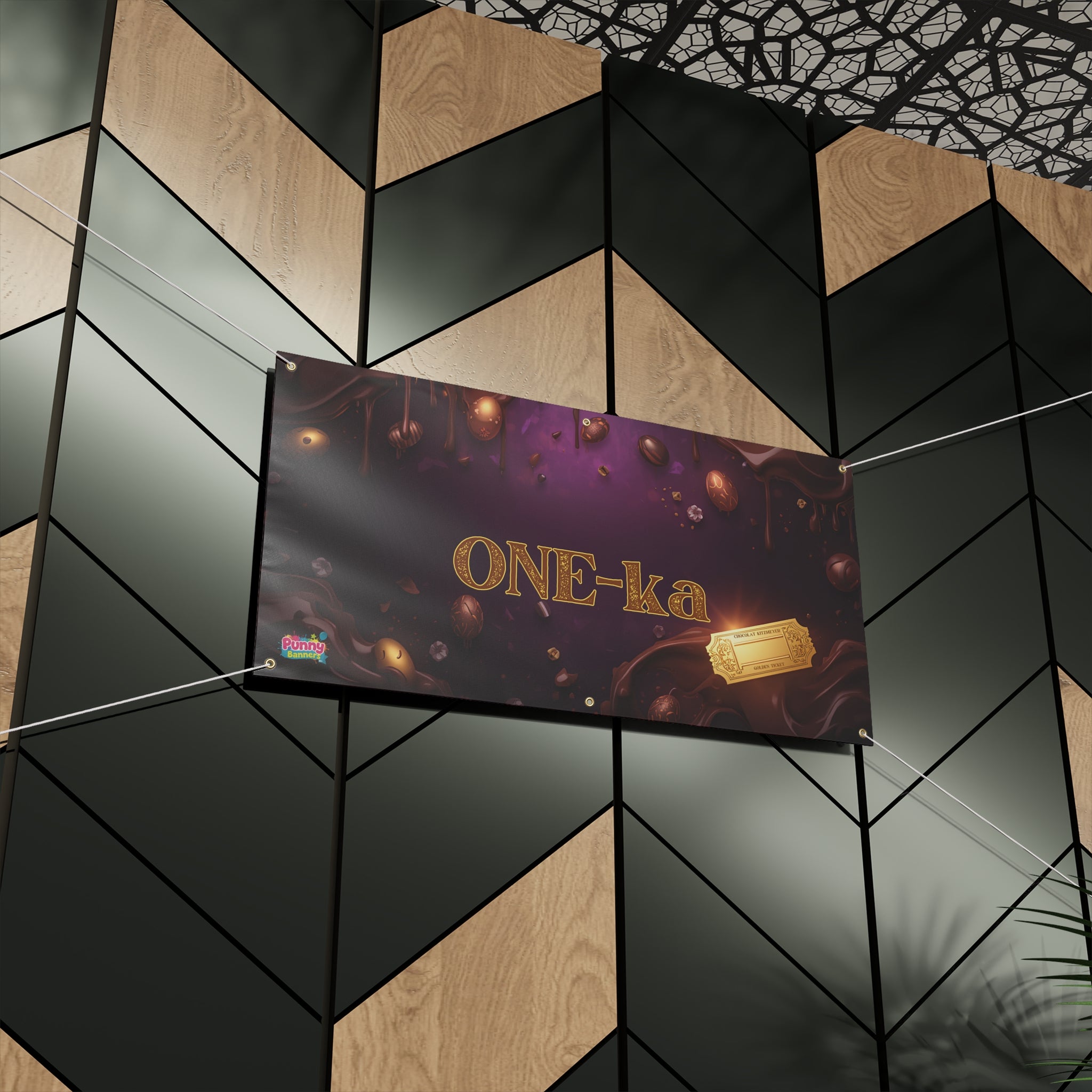 Chocolate Gold Ticket Banner – ONE-ka Matte Celebration Banner