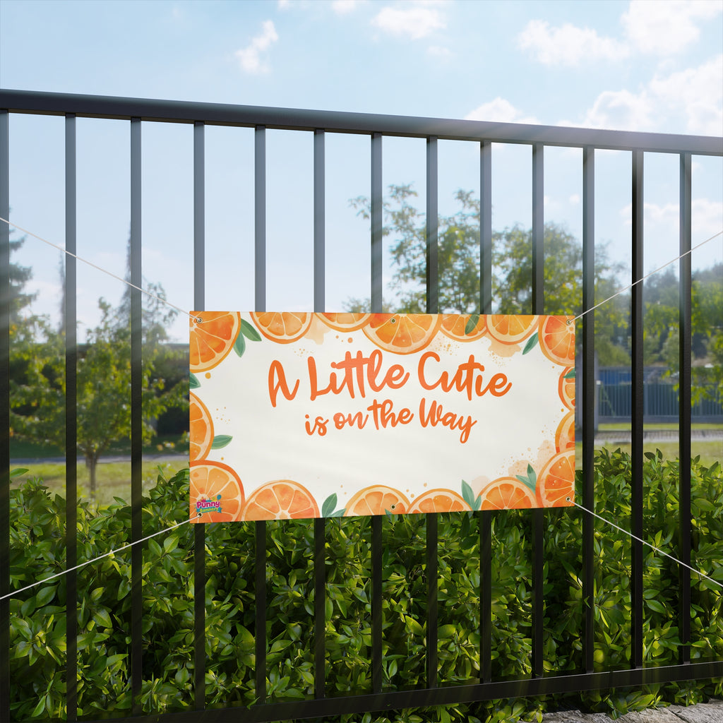 A Little Cutie is on the Way Personalized Banner! 🍊🎉