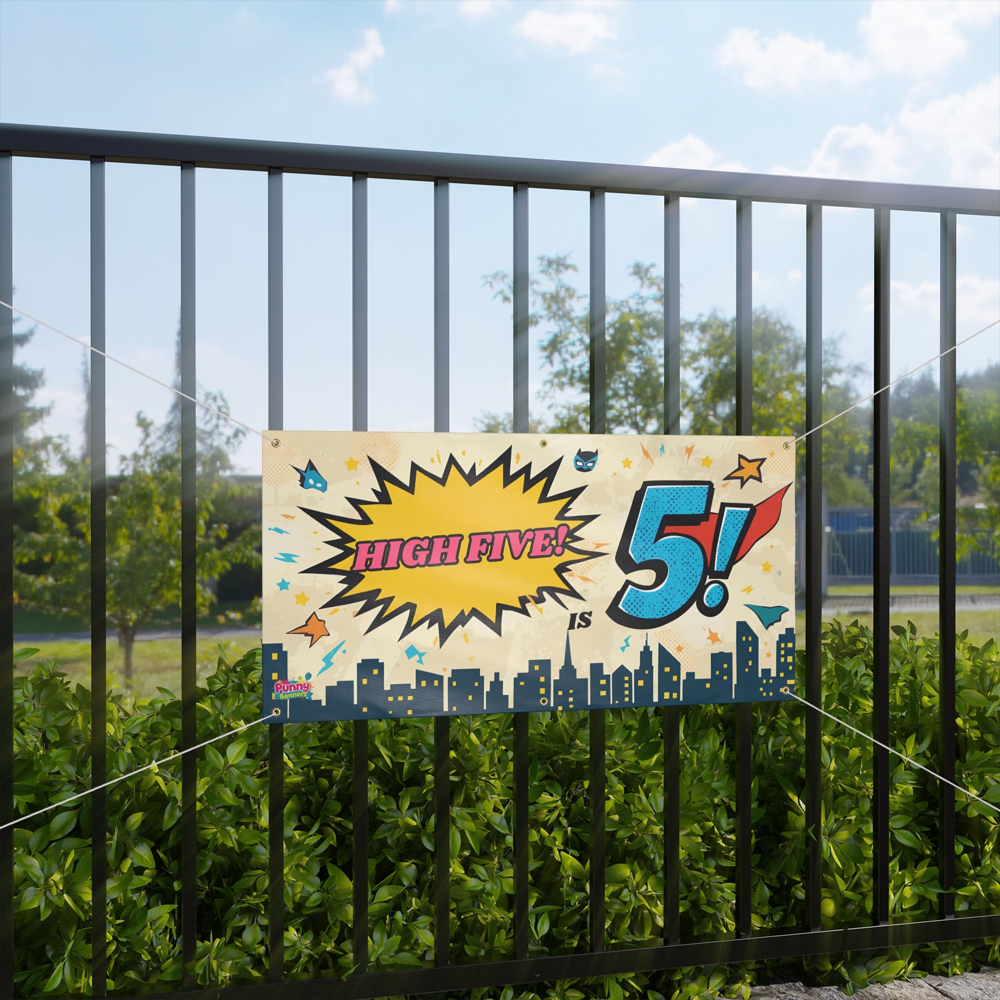 "High Five! 5" Superhero Comic Party Decoration