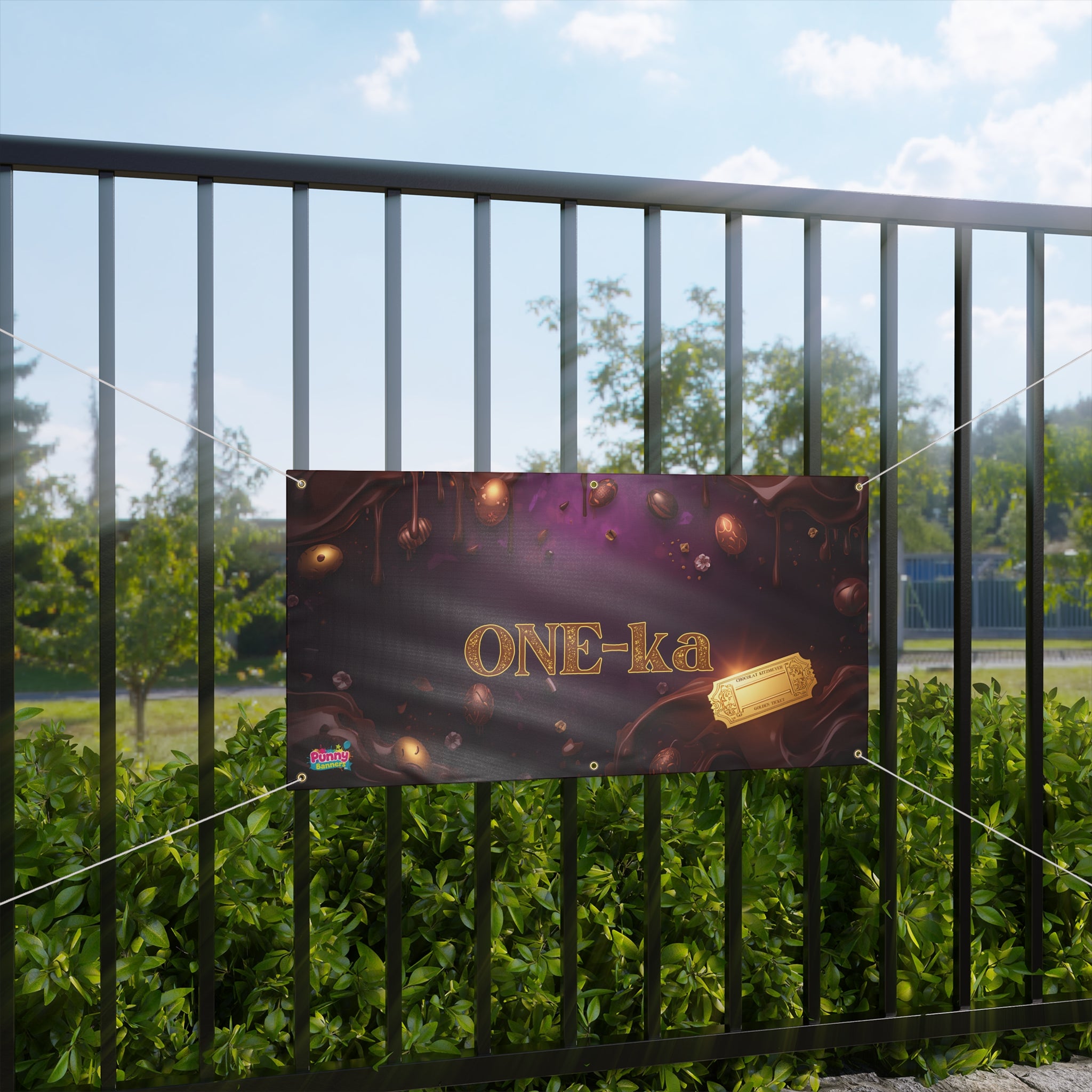 Chocolate Gold Ticket Banner – ONE-ka Matte Celebration Banner