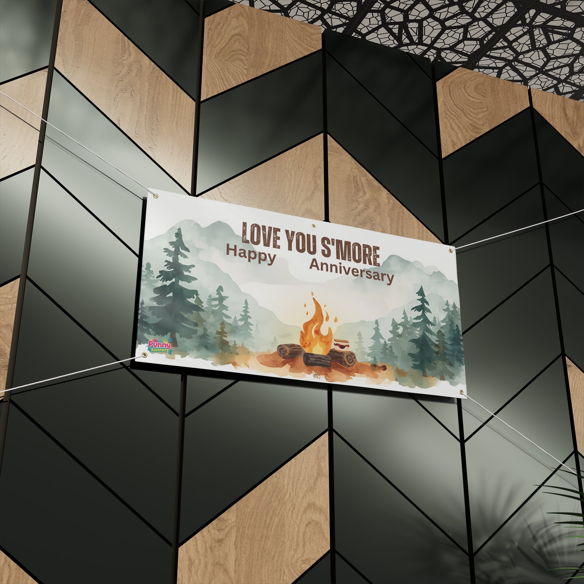 Love You SMore Happy Anniversary Personalized Banner! 🏕️🔥