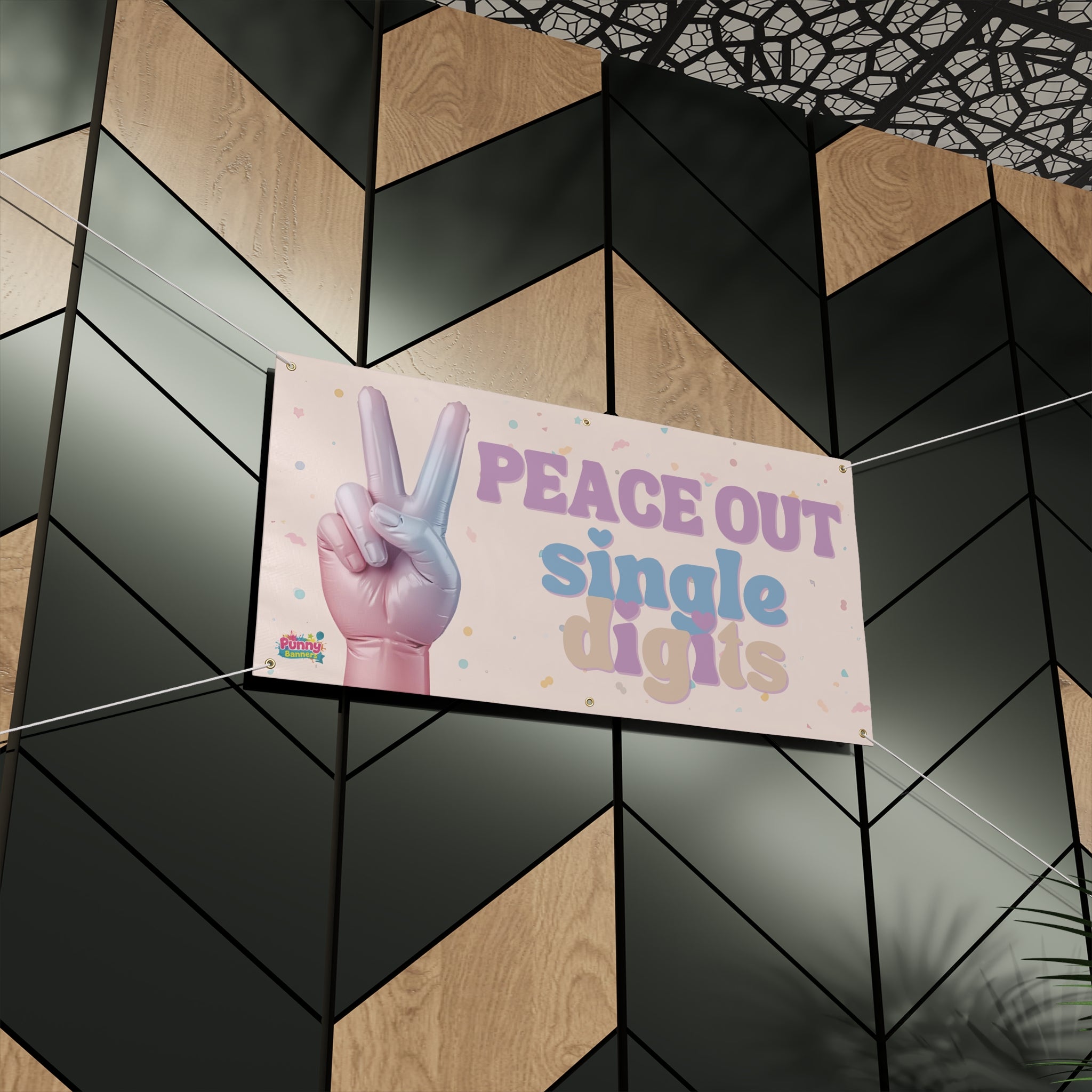 Peace Out Single Digits Banner — Birthday Celebration Sign