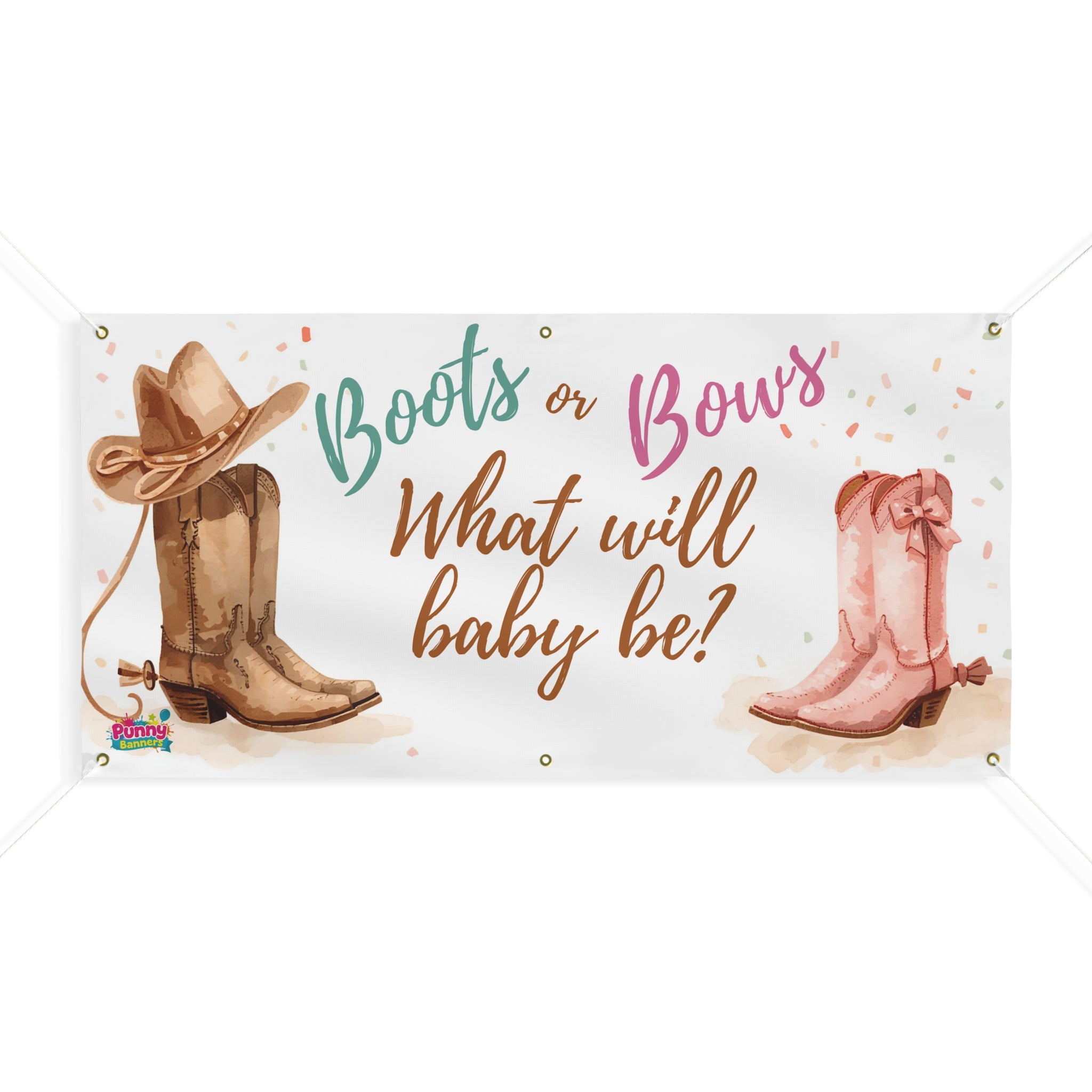 Boots or Bows What Will Baby Be Gender Reveal Banner! 👢🎀