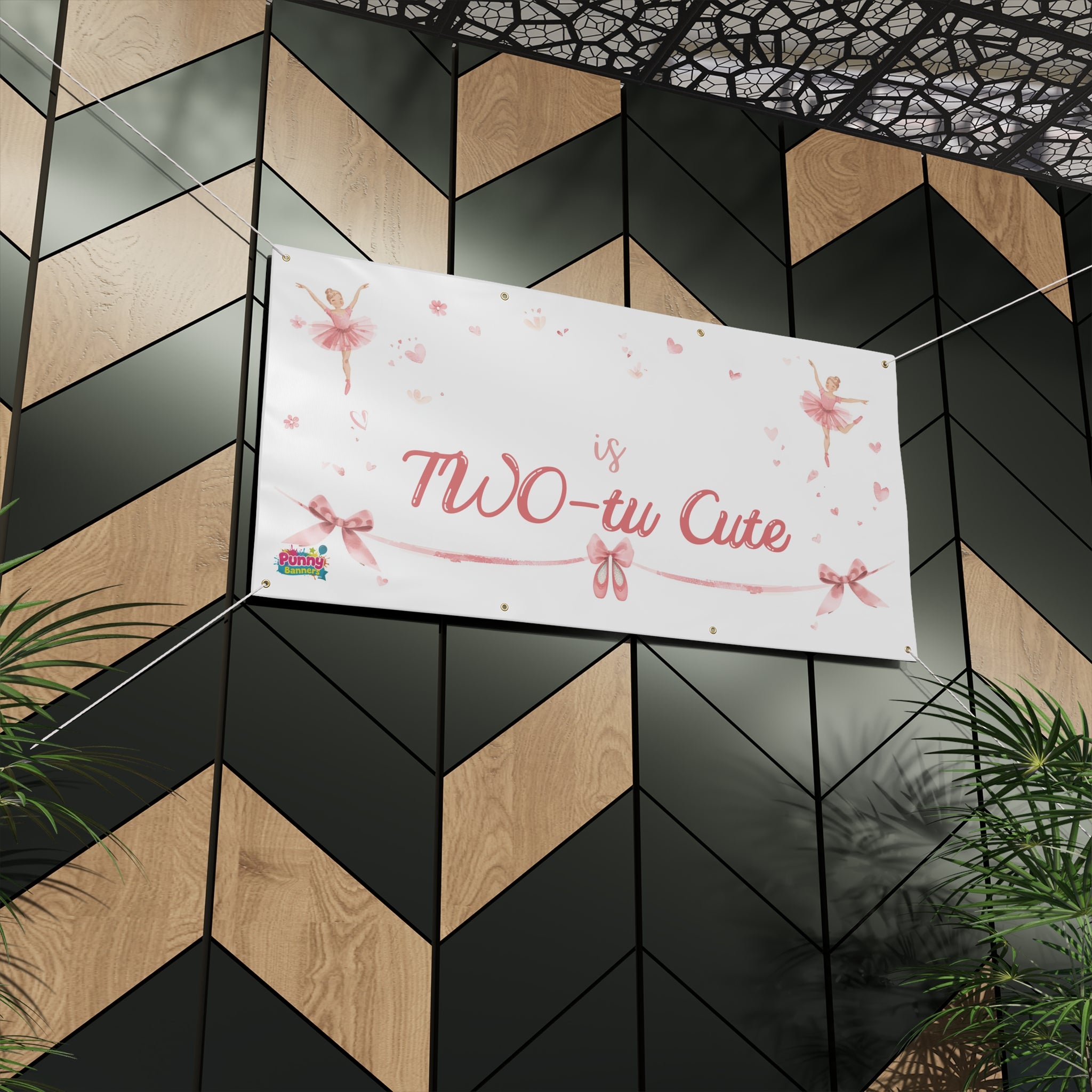 "Two-tu Cute" Pink Ballet 2nd Birthday Banner