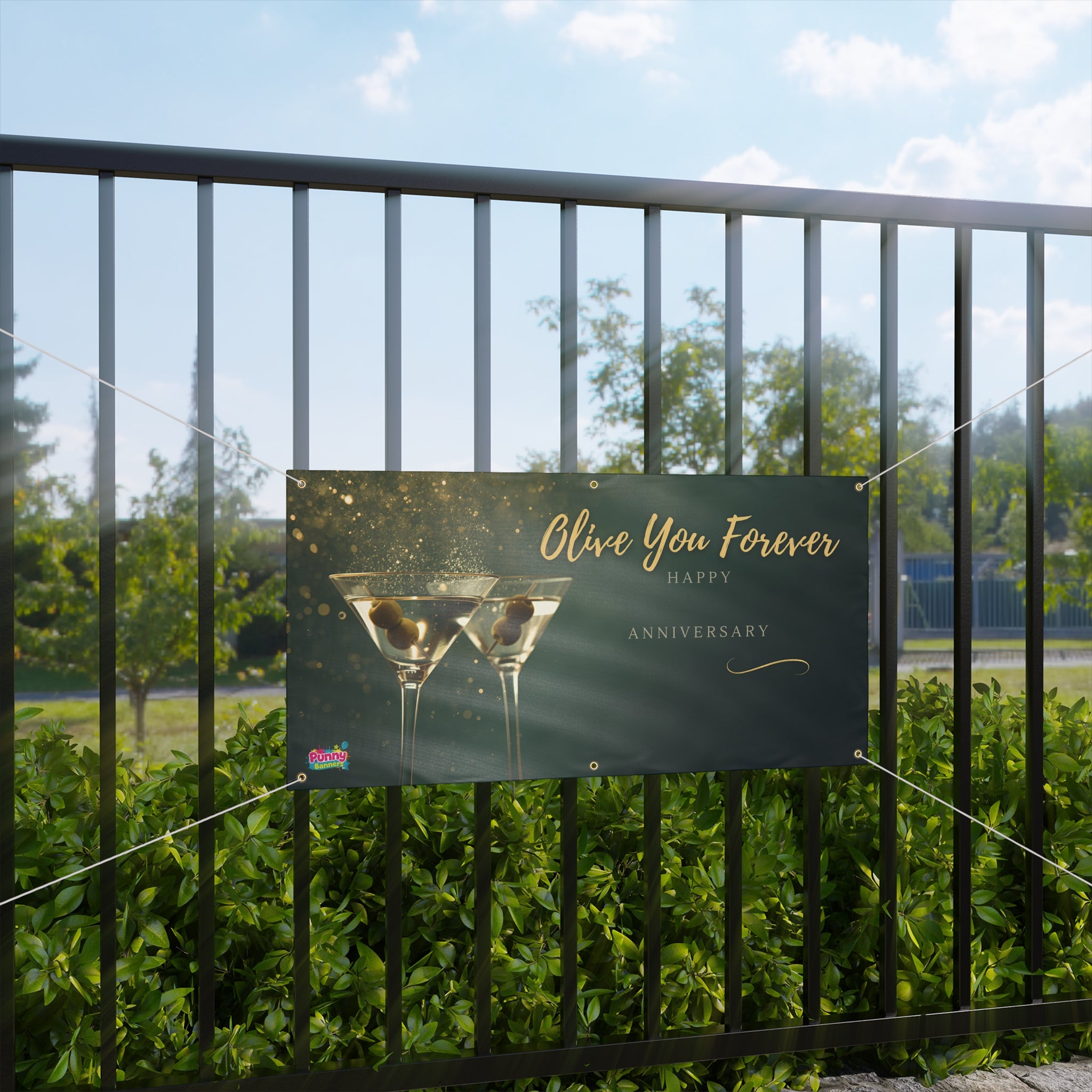 Olive You Forever Happy Anniversary Personalized Banner! 🍸🎉