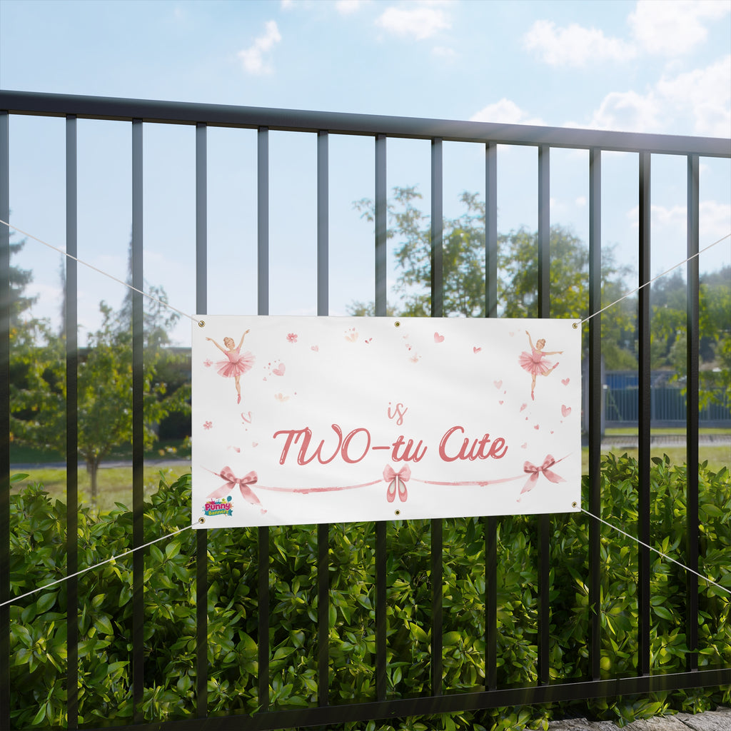 "Two-tu Cute" Pink Ballet 2nd Birthday Banner