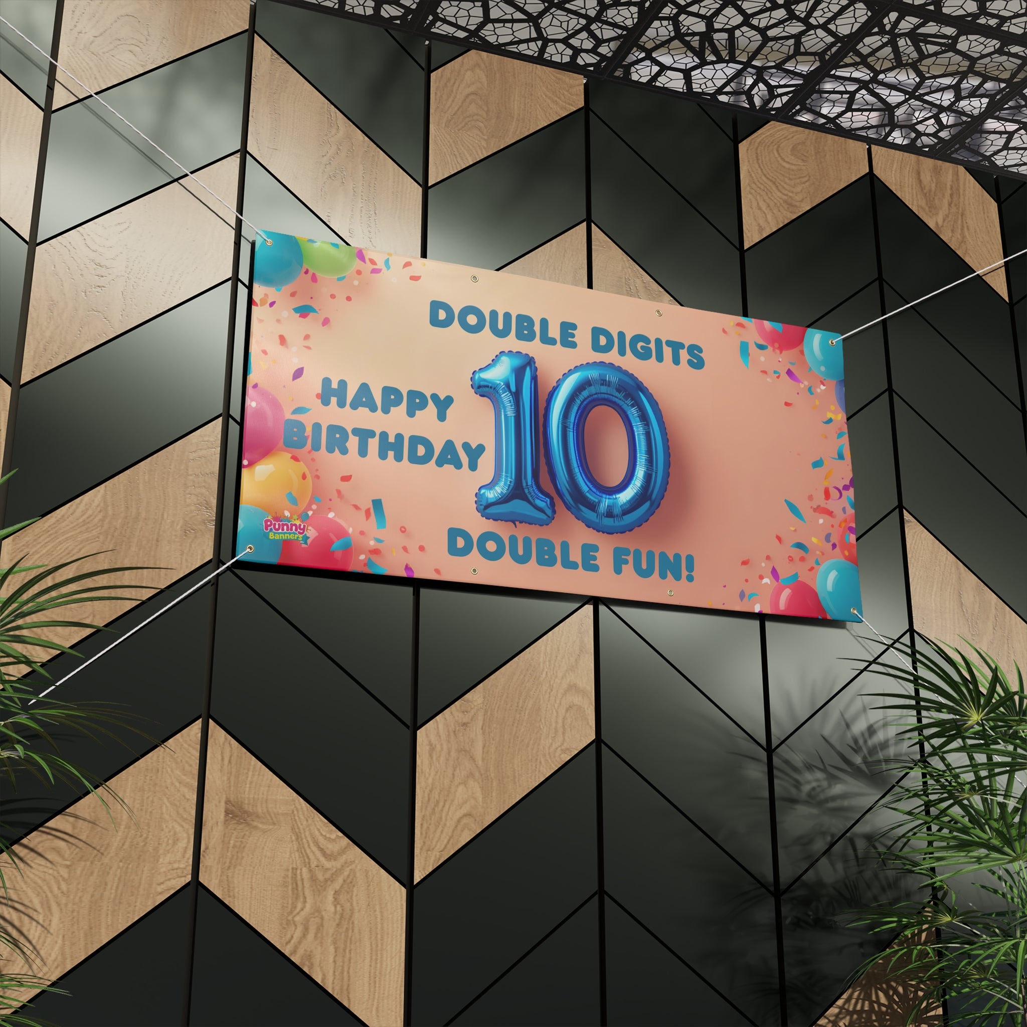 Double Digits Happy Birthday 10 Double Fun Personalized Banner! 🎈🎉