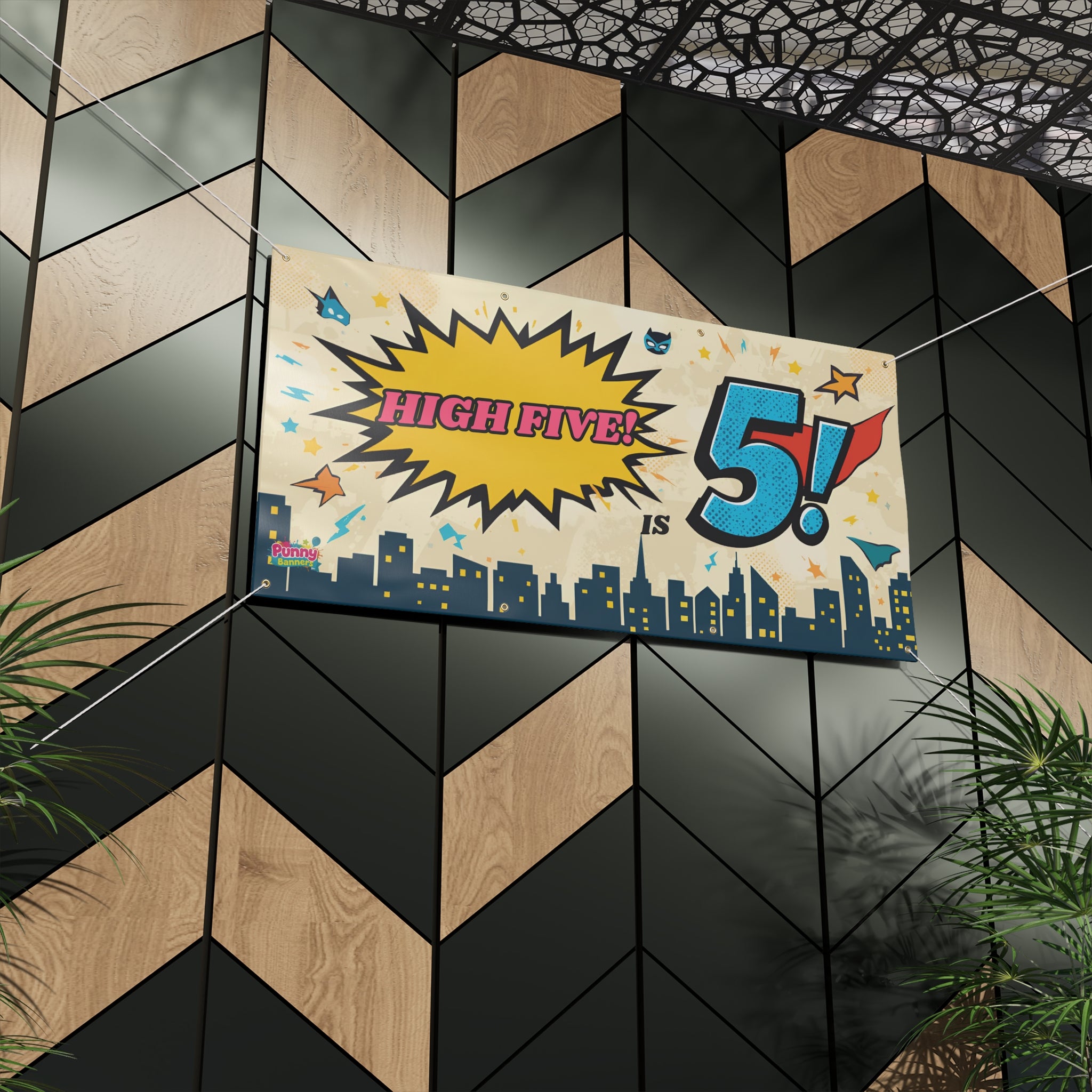 "High Five! 5" Superhero Comic Party Decoration