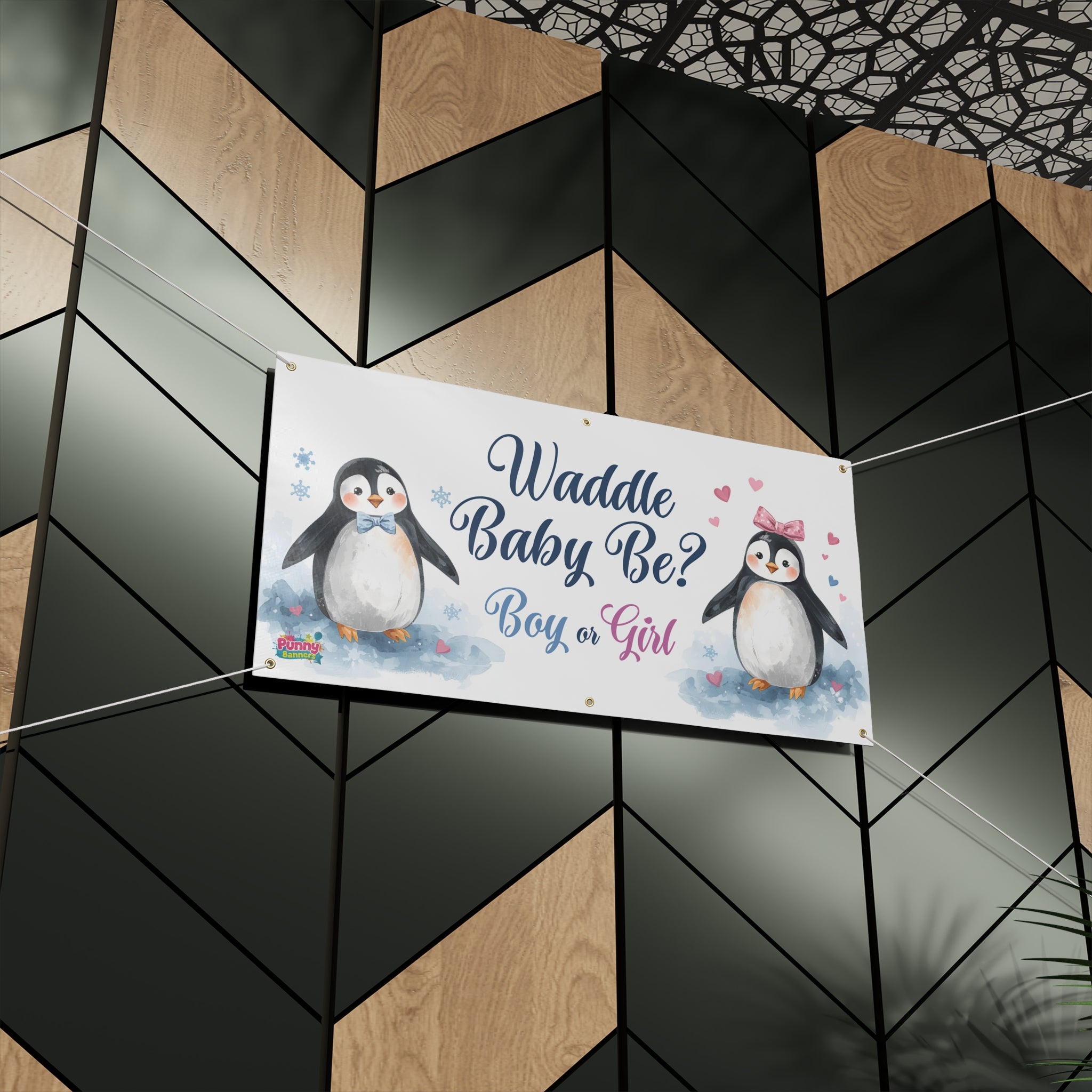Waddle Baby Be Boy or Girl Gender Reveal Banner! 🐧🎉