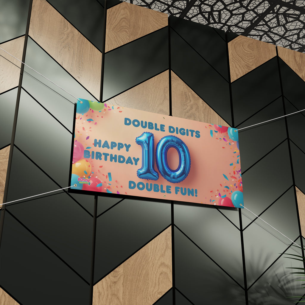 Double Digits Happy Birthday 10 Double Fun Personalized Banner! 🎈🎉