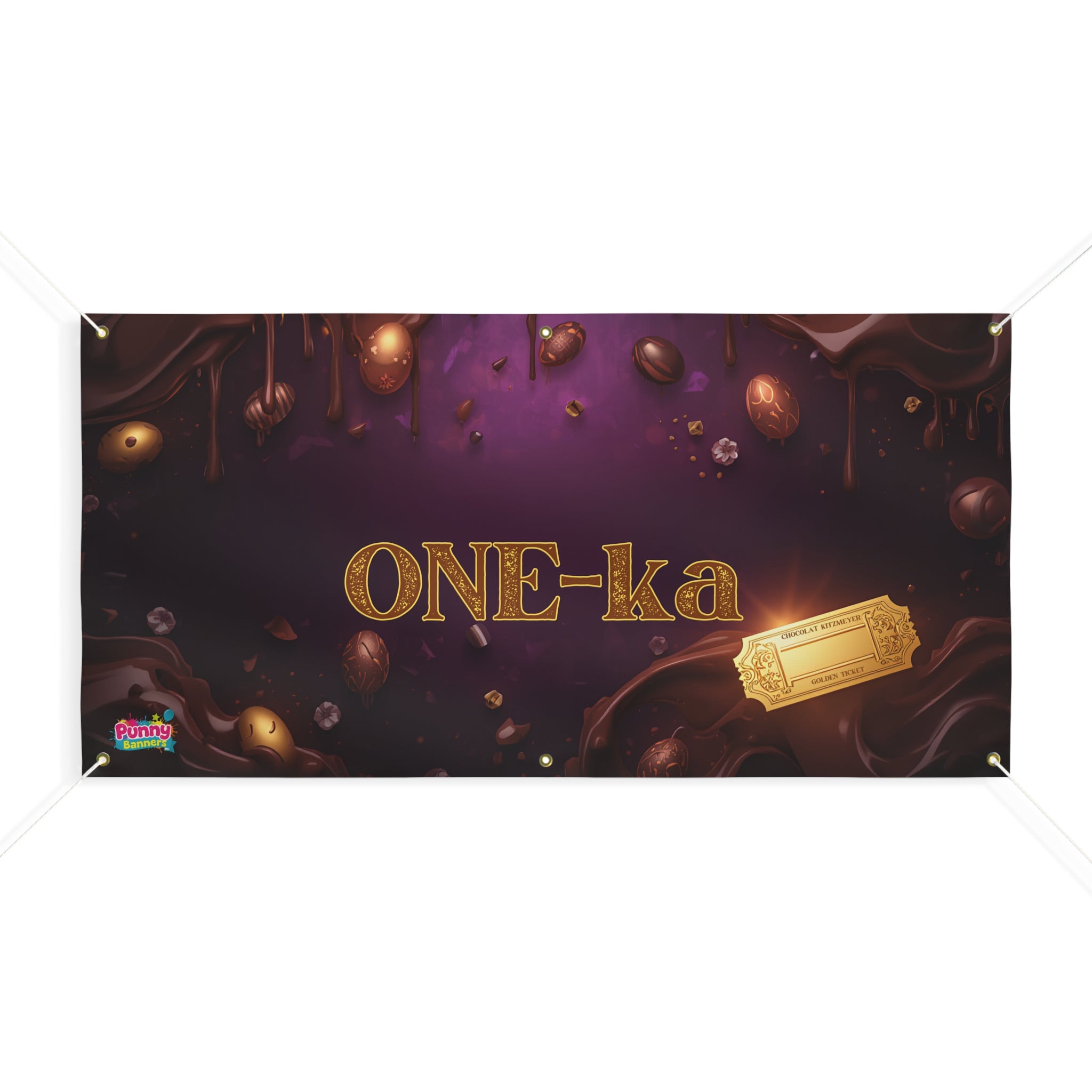 Chocolate Gold Ticket Banner – ONE-ka Matte Celebration Banner