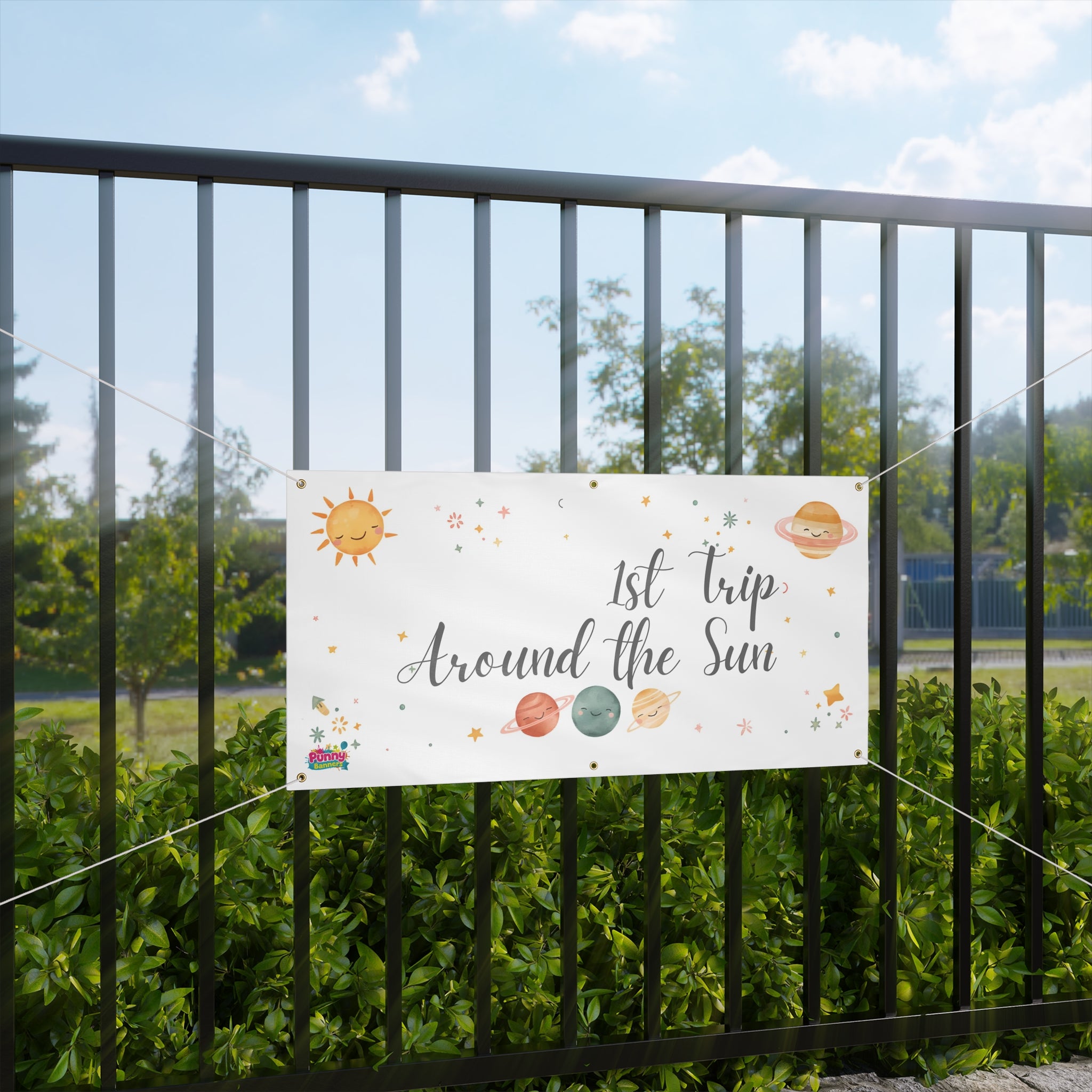 1st Trip Around the Sun Banner - Baby’s First Birthday Space Theme