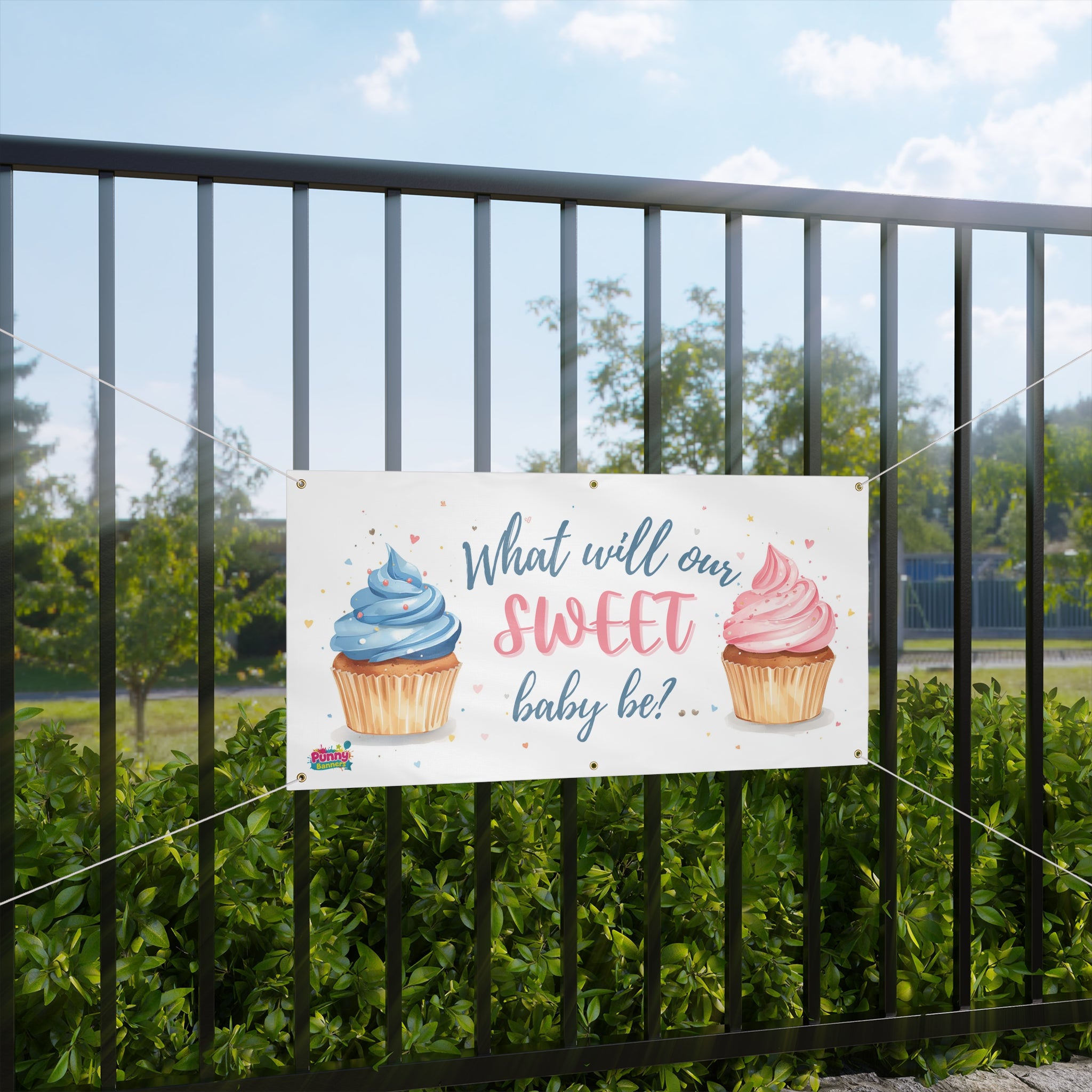 What Will Our Sweet Baby Be Gender Reveal Banner! 🧁🎉