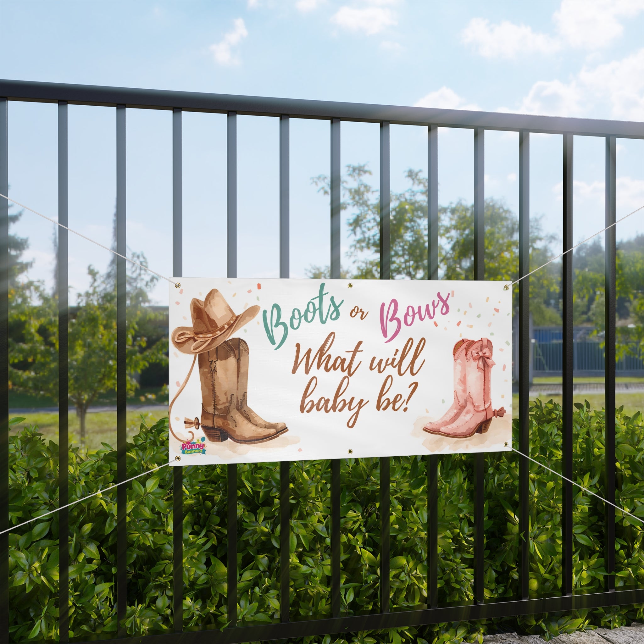 Boots or Bows What Will Baby Be Gender Reveal Banner! 👢🎀