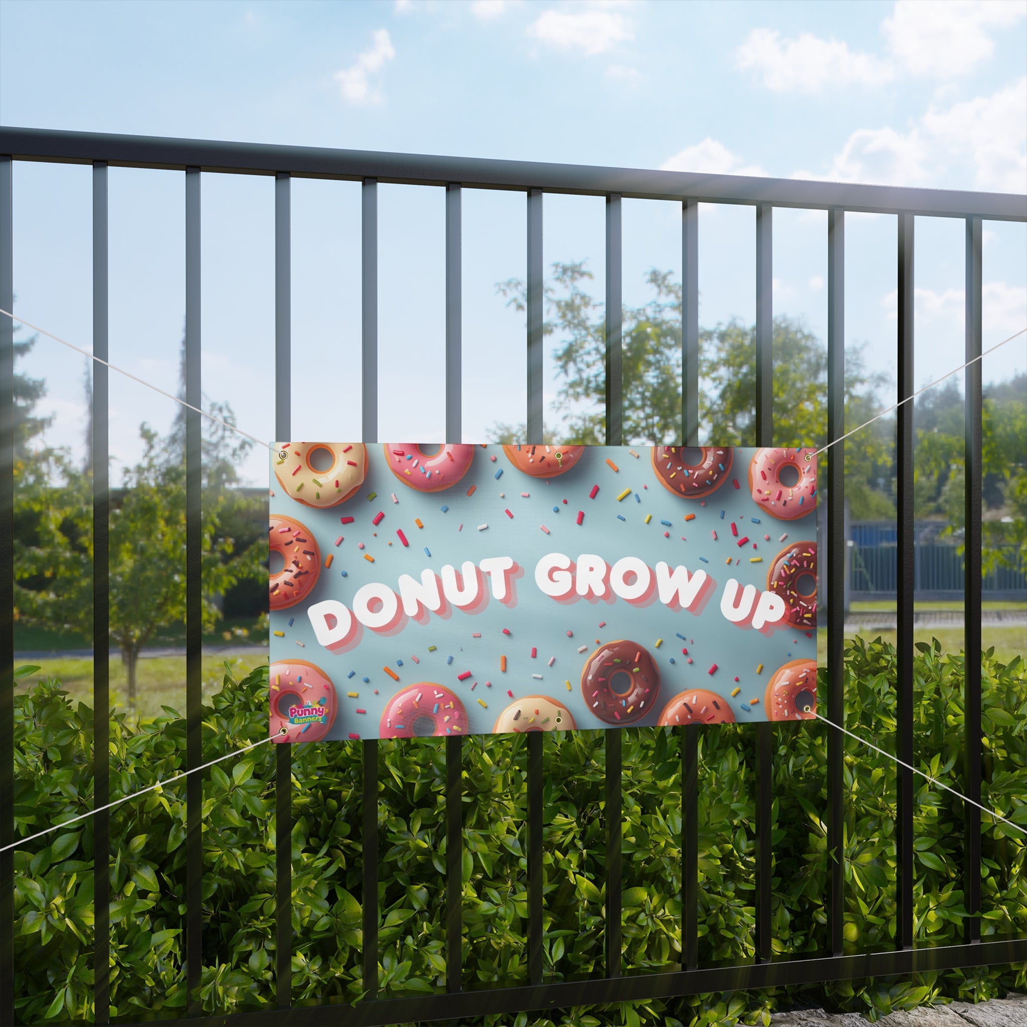 Donut Grow Up Banner – Funny Donut Party Decor