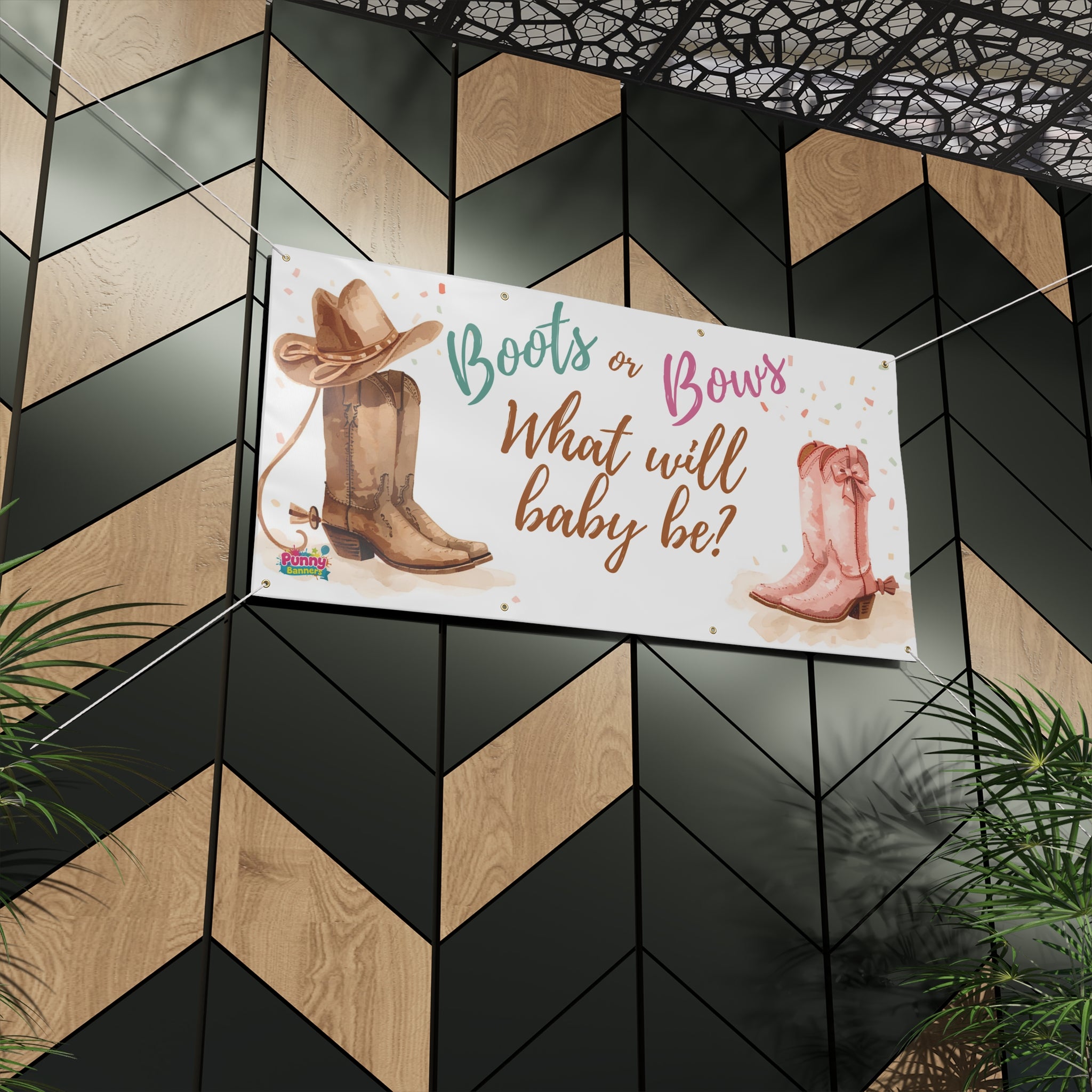 Boots or Bows What Will Baby Be Gender Reveal Banner! 👢🎀