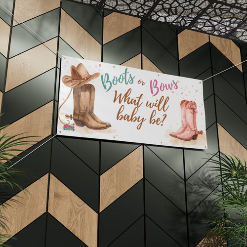 Boots or Bows What Will Baby Be Gender Reveal Banner! 👢🎀