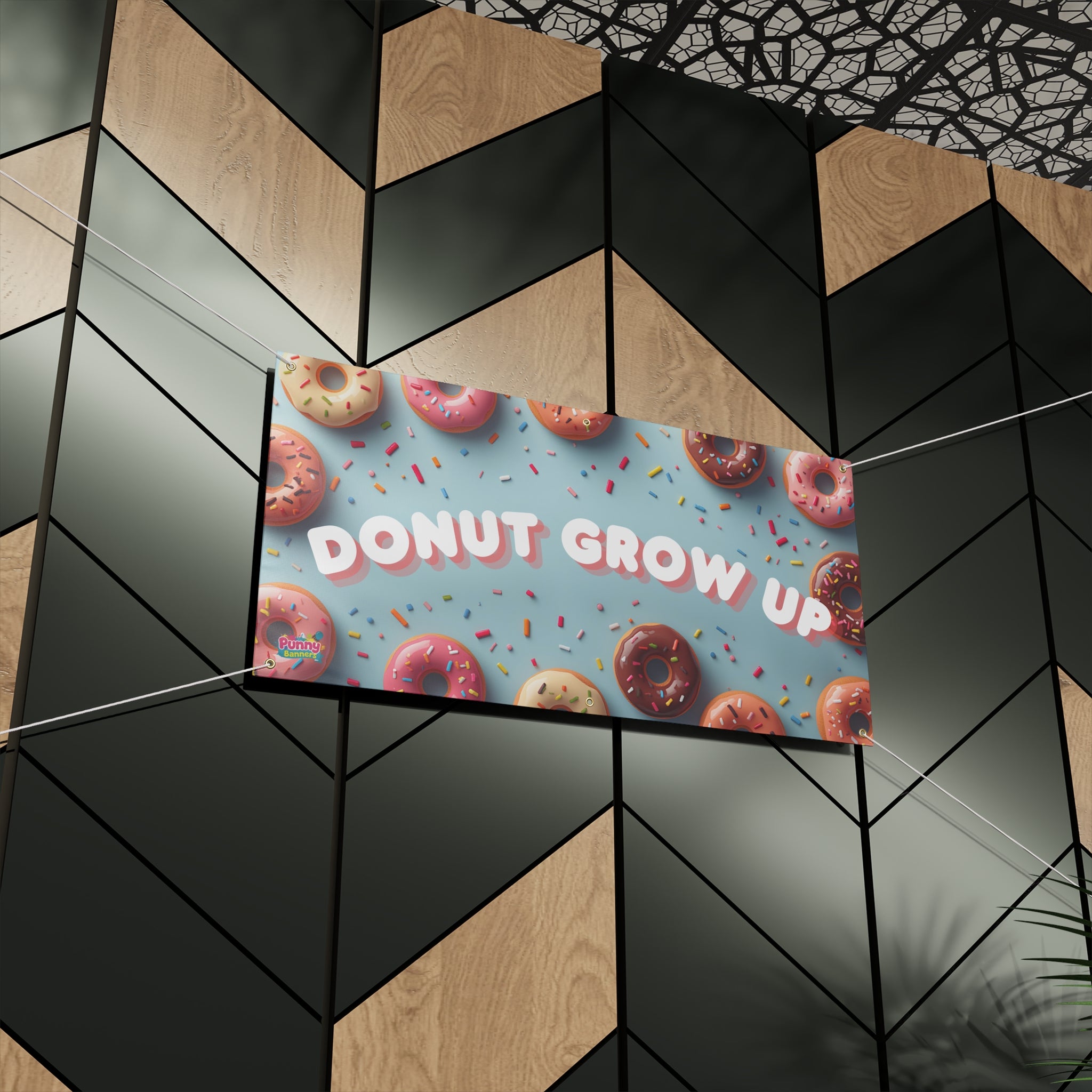 Donut Grow Up Banner – Funny Donut Party Decor