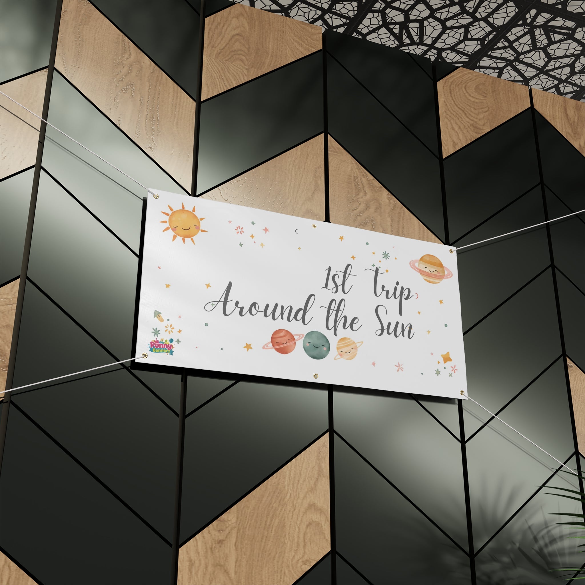 1st Trip Around the Sun Banner - Baby’s First Birthday Space Theme