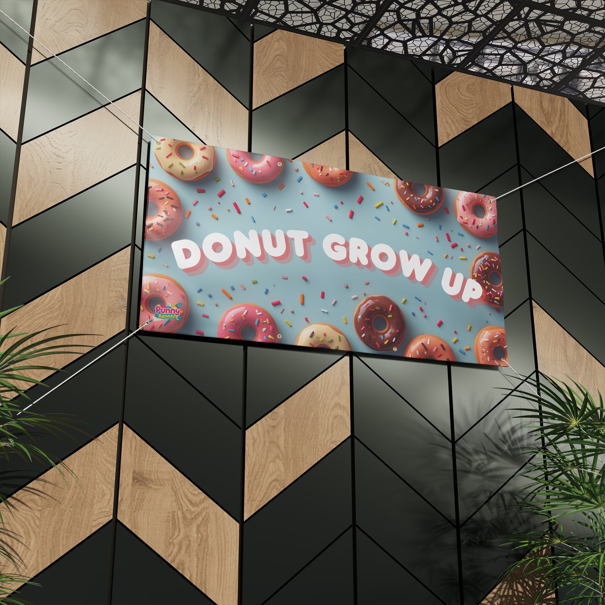 Donut Grow Up Banner – Funny Donut Party Decor