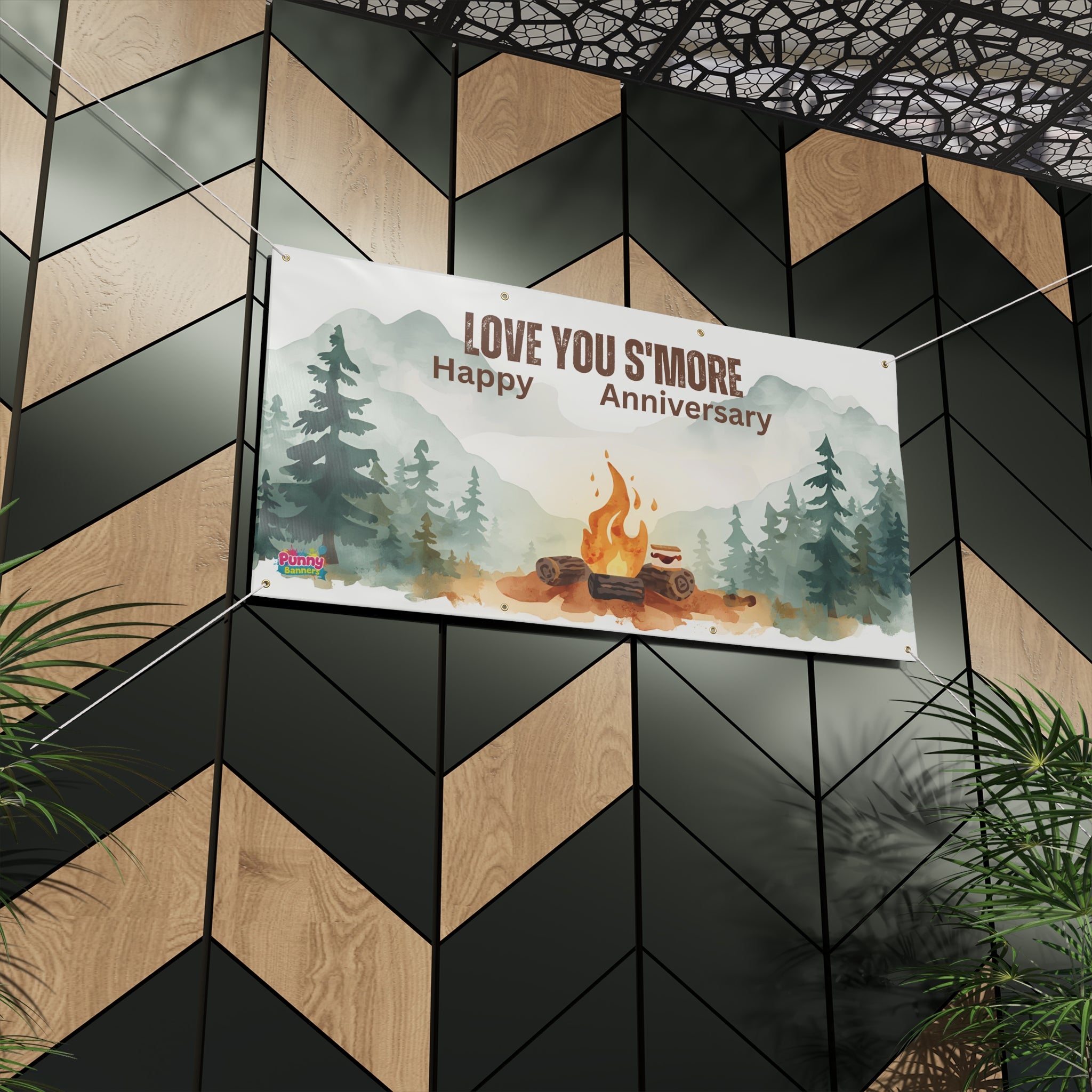 Love You SMore Happy Anniversary Personalized Banner! 🏕️🔥