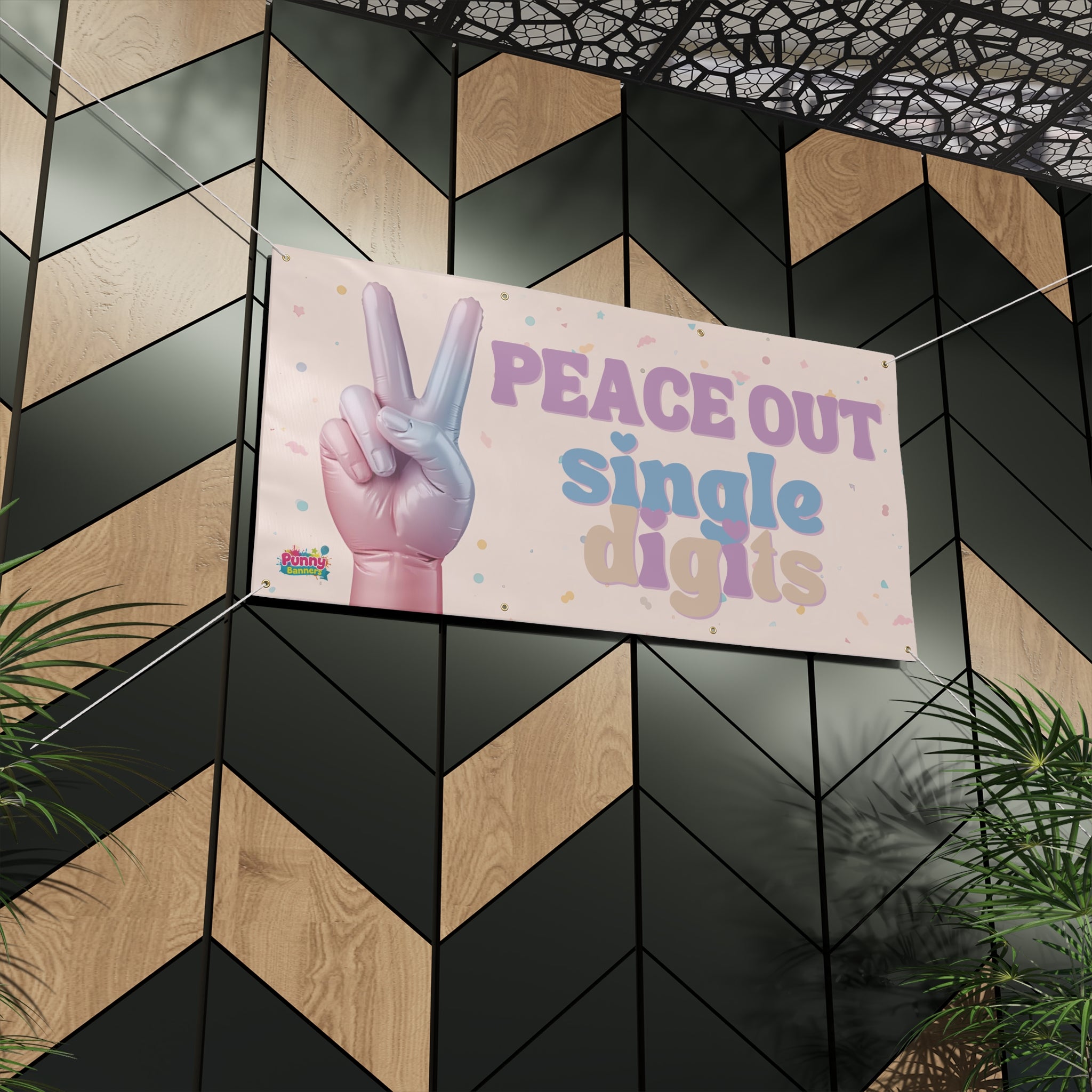 Peace Out Single Digits Banner — Birthday Celebration Sign