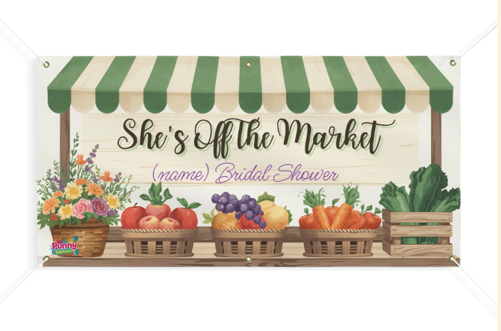 She's Off The Market! Personalized Bridal Shower Banner! 🛒🌸