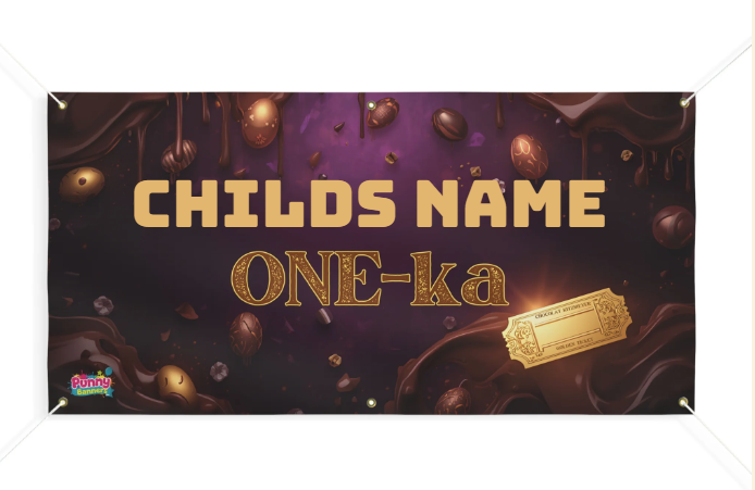Chocolate Gold Ticket Banner – ONE-ka Matte Celebration Banner
