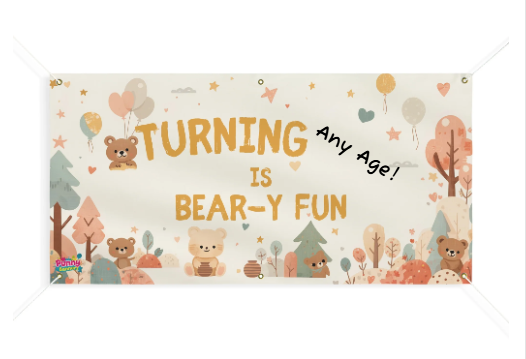 Turning ANY age is Bear-y Fun! Personalized Woodland Banner! 🐻🎉