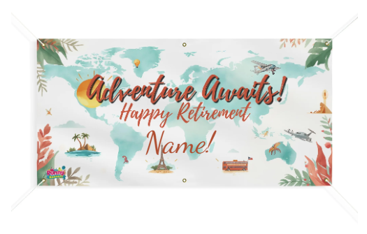 Adventure Awaits Happy Retirement Banner! 🗺️🎉